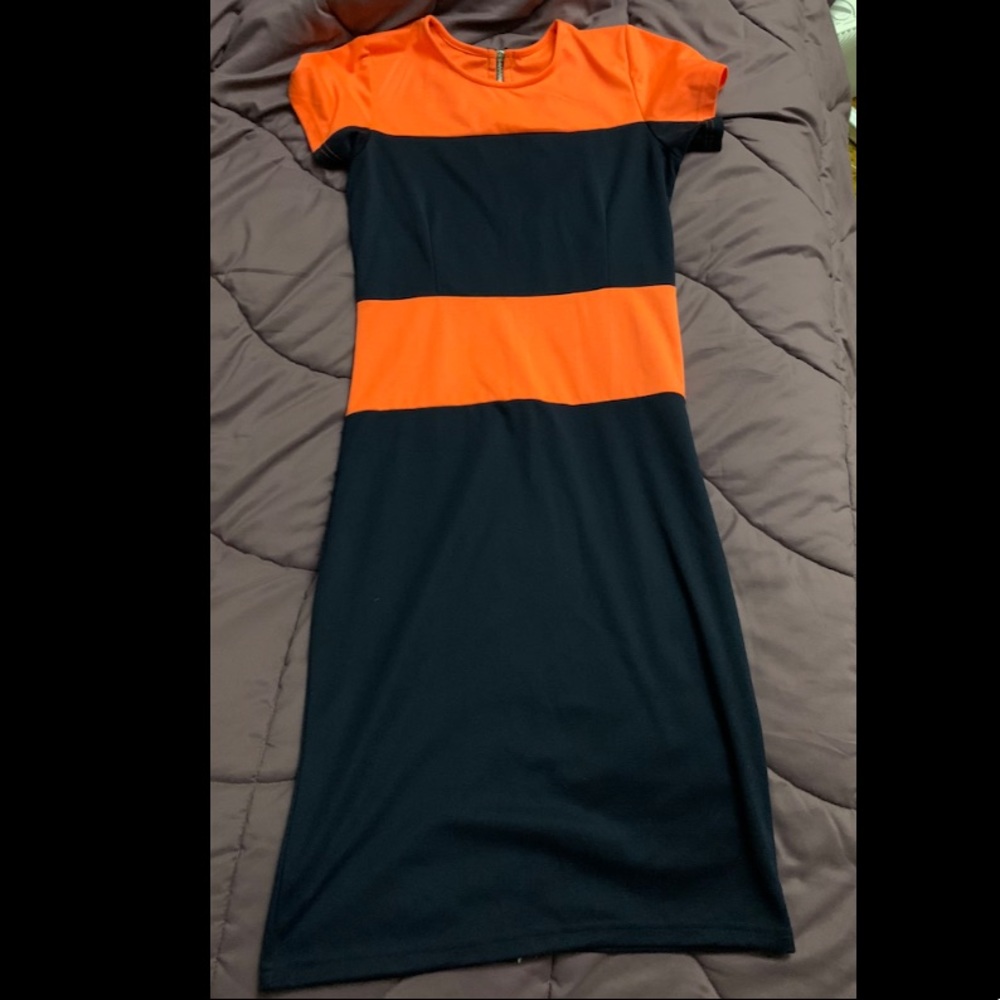 Orange & Navy blue dress